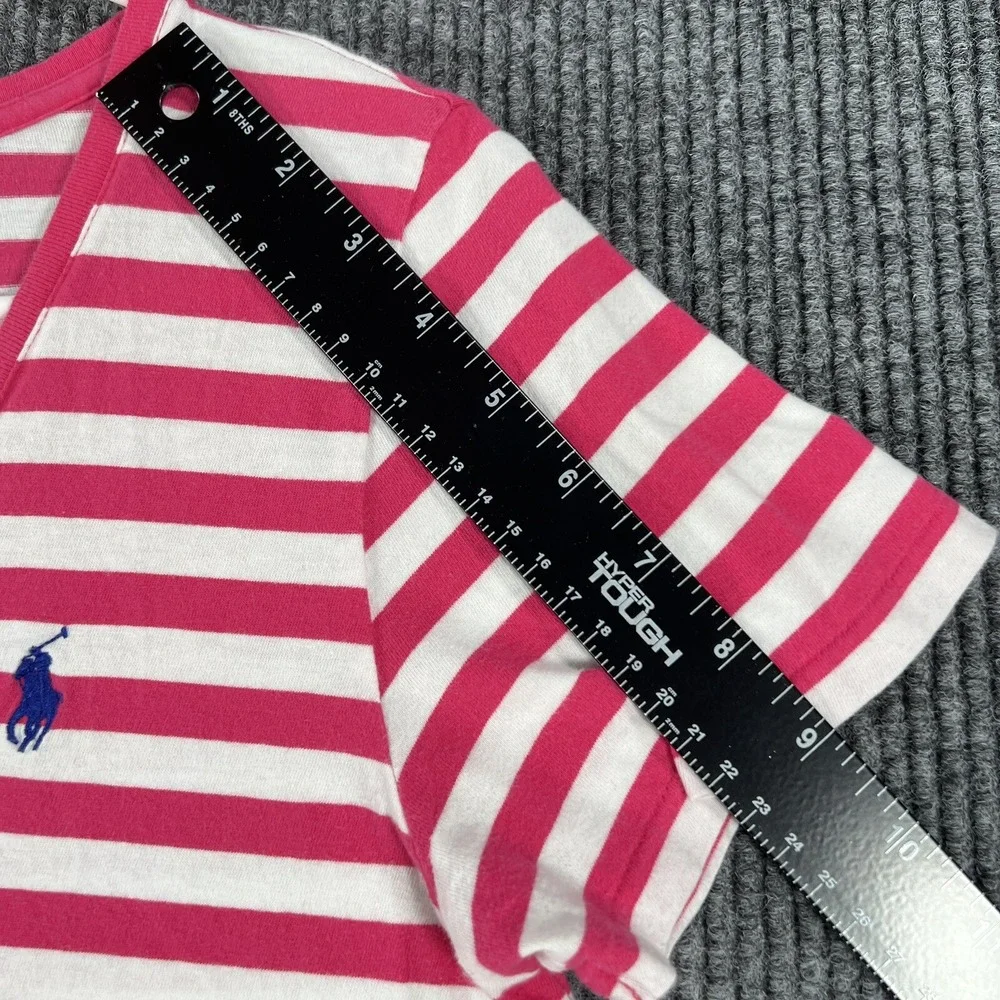 Ralph Lauren Shirt Youth Girls Large Pink Striped Short Sleeve Soft Cotton